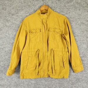 Old Navy Jacket Womens Mustard Brown Utility Field XS Full Zip Drawstring Waist